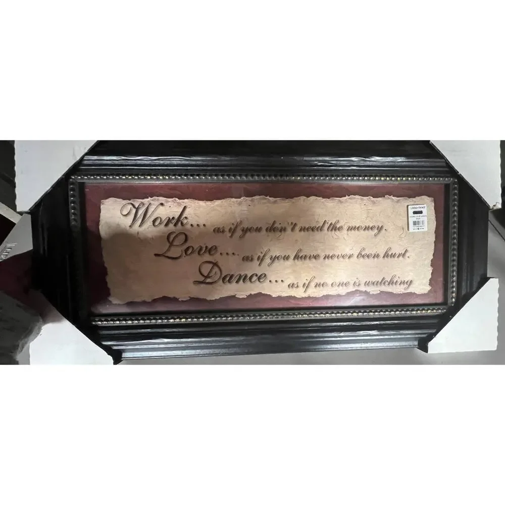 NWT Linen & Things Work Love Dance 8x20 Framed Wall Decor